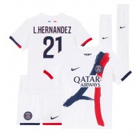 Billiga Paris Saint-Germain Lucas Hernandez #21 Barnkläder Borta fotbollskläder till baby 2024-25 Kortärmad (+ Korta byxor)